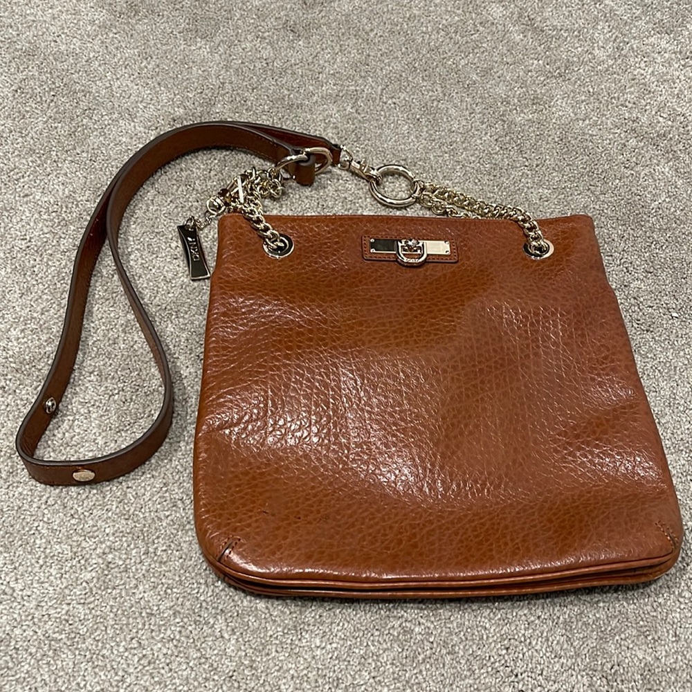 DKNY brown leather crossbody purse